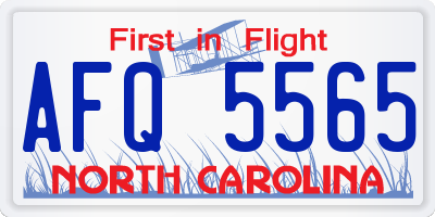 NC license plate AFQ5565