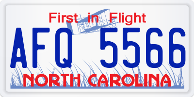 NC license plate AFQ5566
