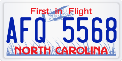 NC license plate AFQ5568