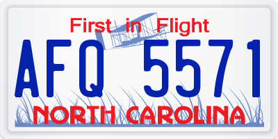 NC license plate AFQ5571