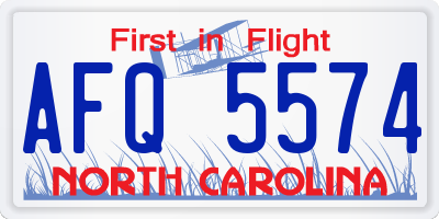 NC license plate AFQ5574