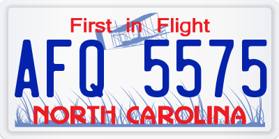 NC license plate AFQ5575
