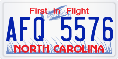 NC license plate AFQ5576