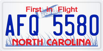 NC license plate AFQ5580