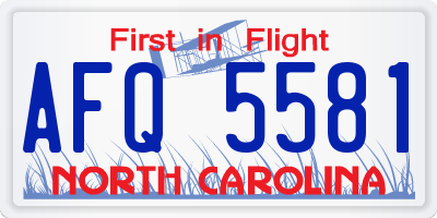 NC license plate AFQ5581