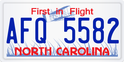 NC license plate AFQ5582