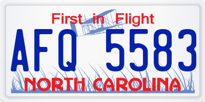 NC license plate AFQ5583