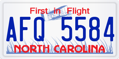 NC license plate AFQ5584