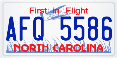 NC license plate AFQ5586