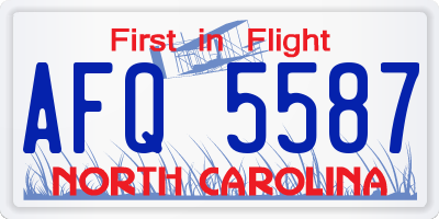 NC license plate AFQ5587