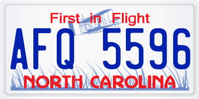 NC license plate AFQ5596