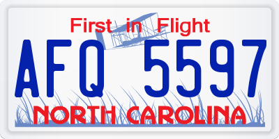 NC license plate AFQ5597