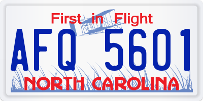 NC license plate AFQ5601