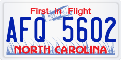 NC license plate AFQ5602