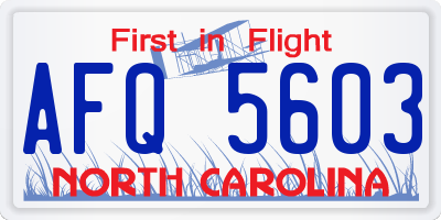 NC license plate AFQ5603