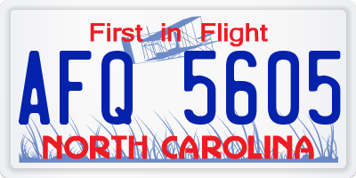 NC license plate AFQ5605