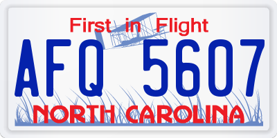 NC license plate AFQ5607