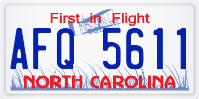 NC license plate AFQ5611