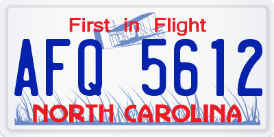 NC license plate AFQ5612