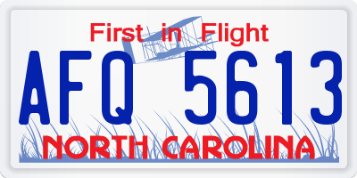 NC license plate AFQ5613