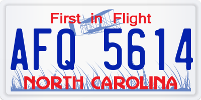 NC license plate AFQ5614