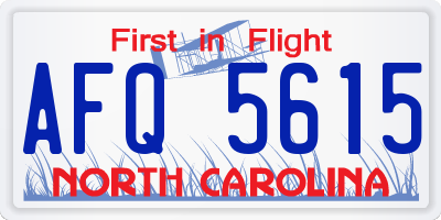 NC license plate AFQ5615