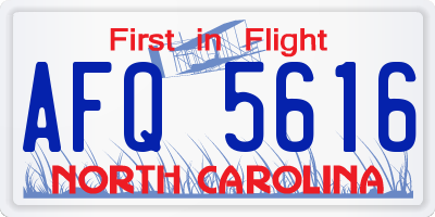 NC license plate AFQ5616