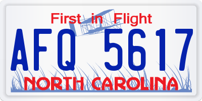 NC license plate AFQ5617