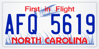 NC license plate AFQ5619