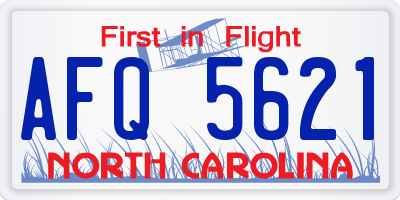 NC license plate AFQ5621