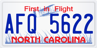 NC license plate AFQ5622