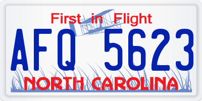NC license plate AFQ5623