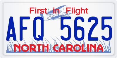 NC license plate AFQ5625