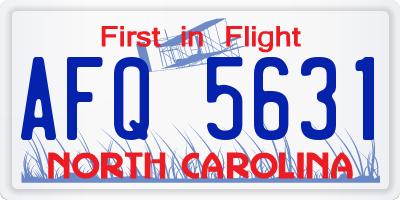 NC license plate AFQ5631