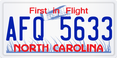 NC license plate AFQ5633