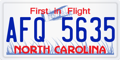NC license plate AFQ5635