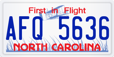 NC license plate AFQ5636