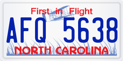 NC license plate AFQ5638