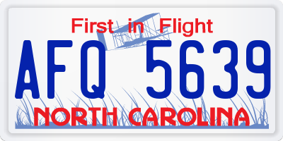 NC license plate AFQ5639