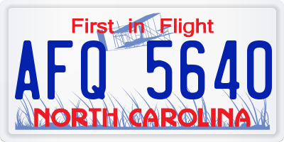 NC license plate AFQ5640