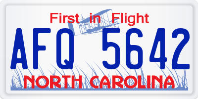 NC license plate AFQ5642