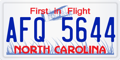 NC license plate AFQ5644