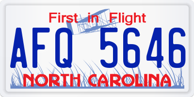 NC license plate AFQ5646