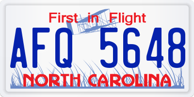 NC license plate AFQ5648