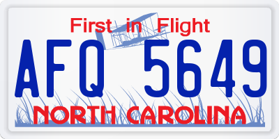 NC license plate AFQ5649