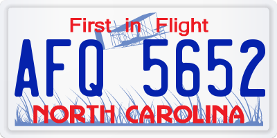 NC license plate AFQ5652