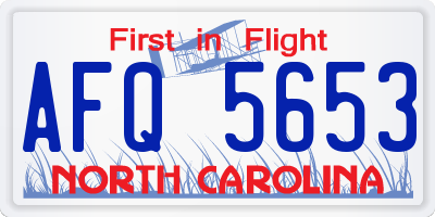NC license plate AFQ5653