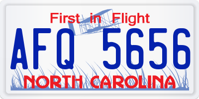NC license plate AFQ5656