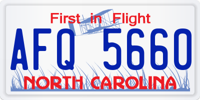 NC license plate AFQ5660