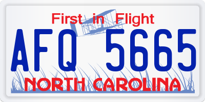 NC license plate AFQ5665
